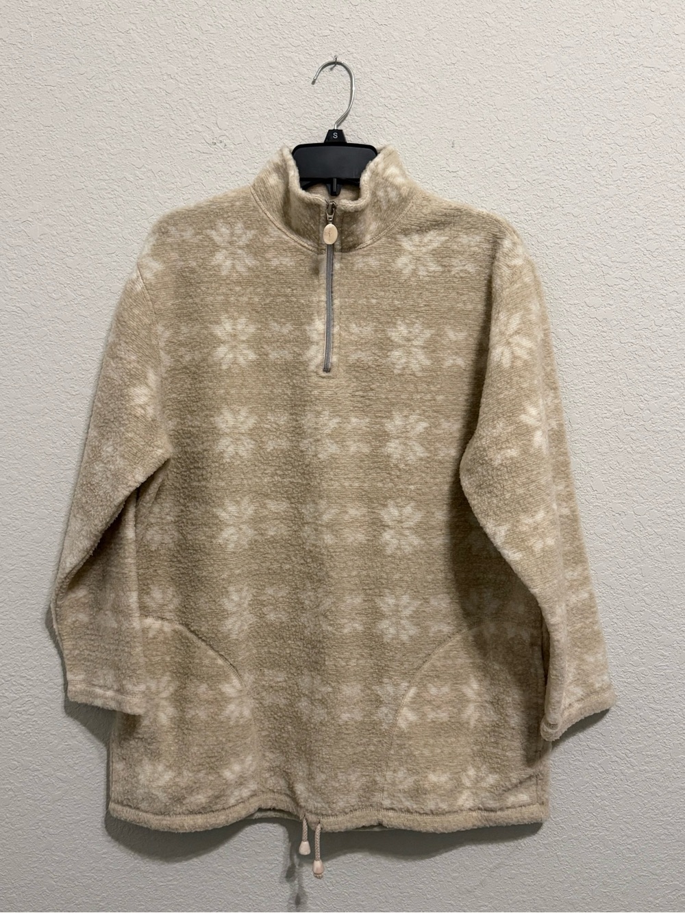 Beige Snowflake Half-Zip Fleece Pullover - Liz Claiborne